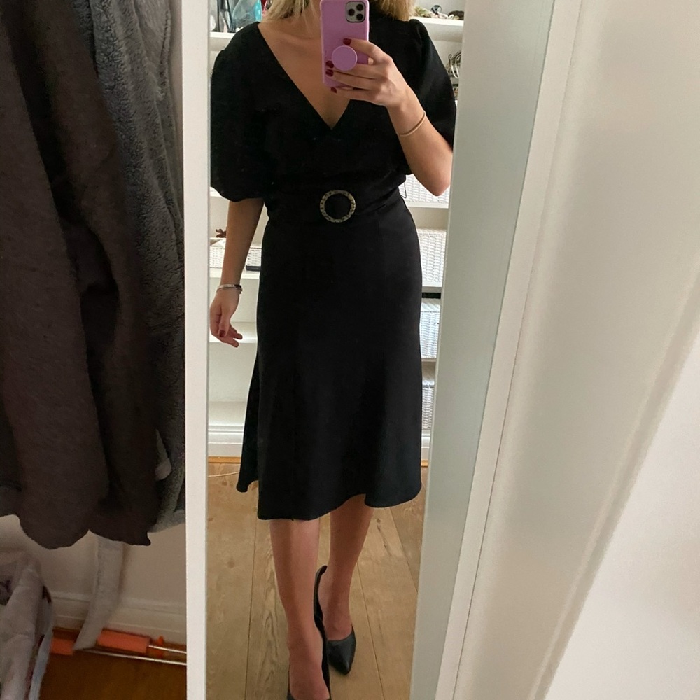 Shoshanna belted black midi dress size 2 - would fit 0-2